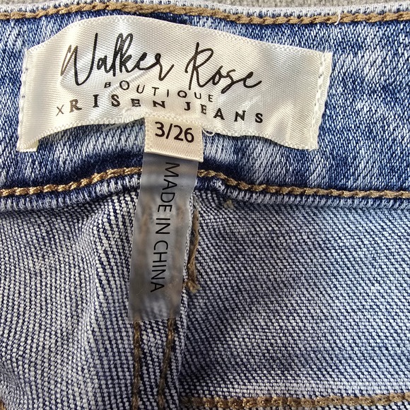 Walker Rose x Risen Jeans Barrel Leg High Rise Women 3/26 Salt Tree Stretch - Picture 12 of 16